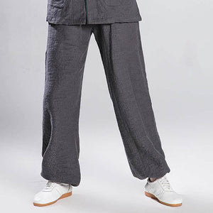 Unisex Cotton-Linen Lantern Jacquard Weave Kung Fu Pants-Taikong Sky
