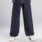 Unisex Cotton-Linen Lantern Jacquard Weave Kung Fu Pants-Taikong Sky