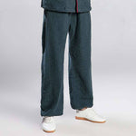 Unisex Cotton-Linen Lantern Jacquard Weave Kung Fu Pants-Taikong Sky