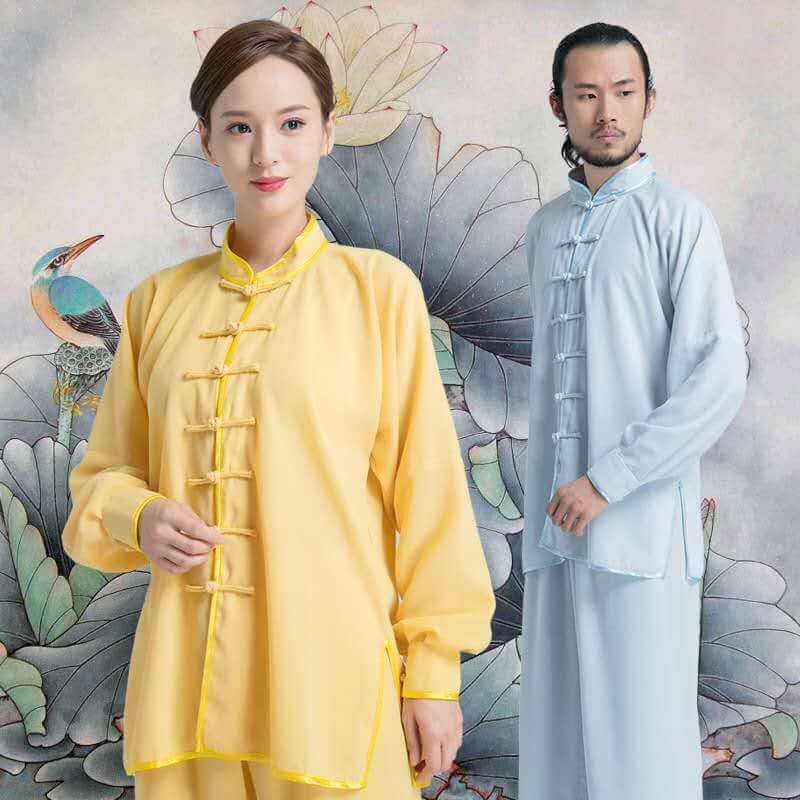 Unisex Faux-Linen Long Sleeve Tai Chi Uniform-Taikong Sky