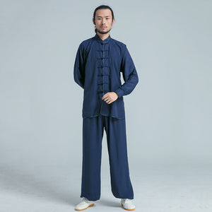 Unisex Faux-Linen Long Sleeve Tai Chi Uniform-Taikong Sky