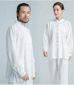 Unisex Faux-Linen Long Sleeve Tai Chi Uniform-Taikong Sky