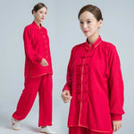 Unisex Faux-Linen Long Sleeve Tai Chi Uniform-Taikong Sky