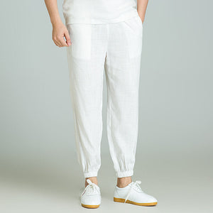 Unisex Slub-Linen Lantern Tai Chi Pants-Taikong Sky