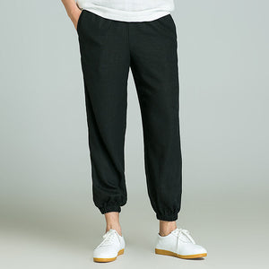 Unisex Slub-Linen Lantern Tai Chi Pants-Taikong Sky