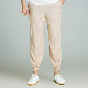 Unisex Slub-Linen Lantern Tai Chi Pants-Taikong Sky