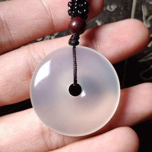 White Chalcedony Lucky Buckle Necklace-Taikong Sky