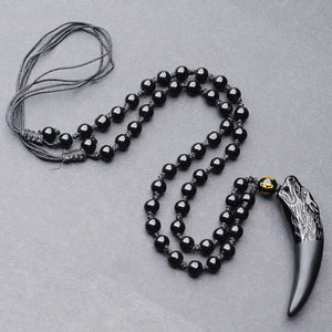 Wolf’s Fang Obsidian Talisman Necklace-Taikongsky