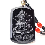 Yellow Jambhala Pendant Obsidian Talisman Necklace-Taikongsky