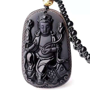 Yulan Guanyin Pendant Obsidian Talisman Necklace-TaikongSky