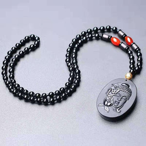 Zen Buddhism Pendant Obsidian Talisman Necklace-Taikongsky