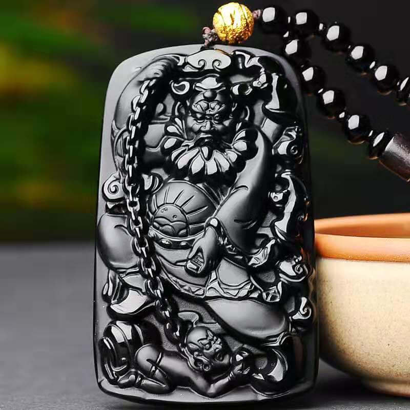 Zhong Kui Pendant Obsidian Talisman Necklace -Taikongsky
