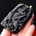 Zhong Kui Pendant Obsidian Talisman Necklace -Taikongsky