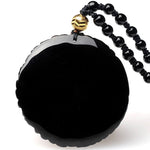 Dragon and Phoenix Bagua Obsidian Talisman Necklace with Extend Bead Chain - Taikong Sky
