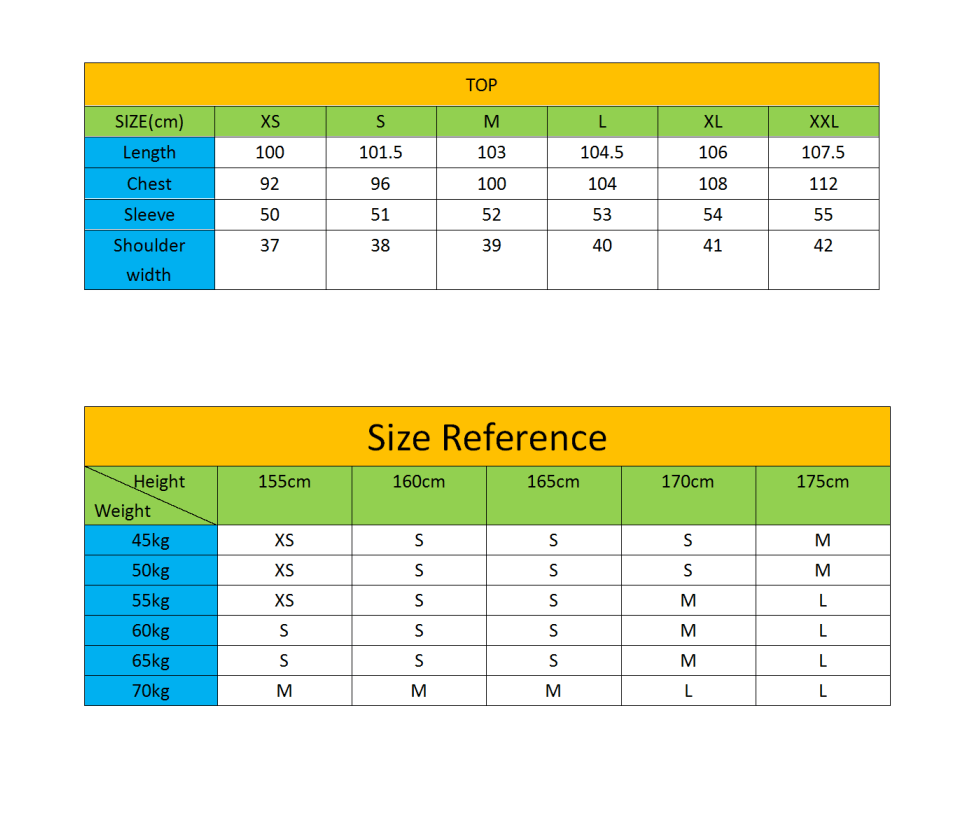 size chart-Taikong Sky