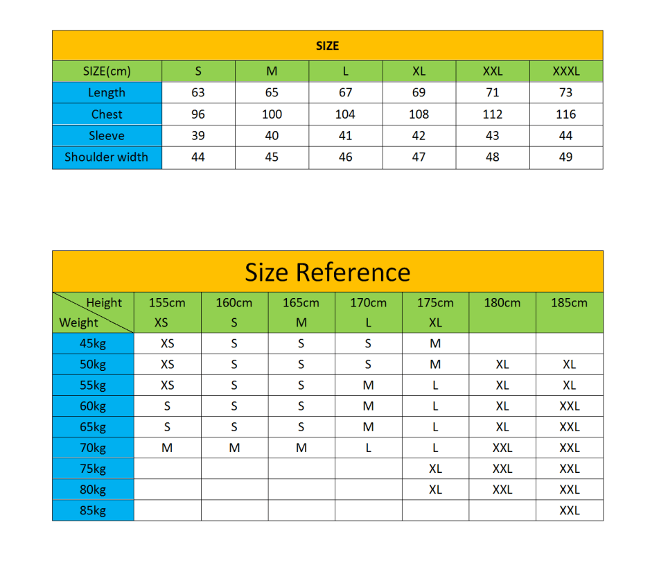 size chart-Taikong Sky