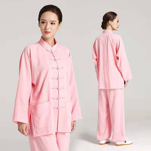 Women’s Pink Linen Traditional Tai Chi Clothing Kung Fu Uniforms - Taikong Sky